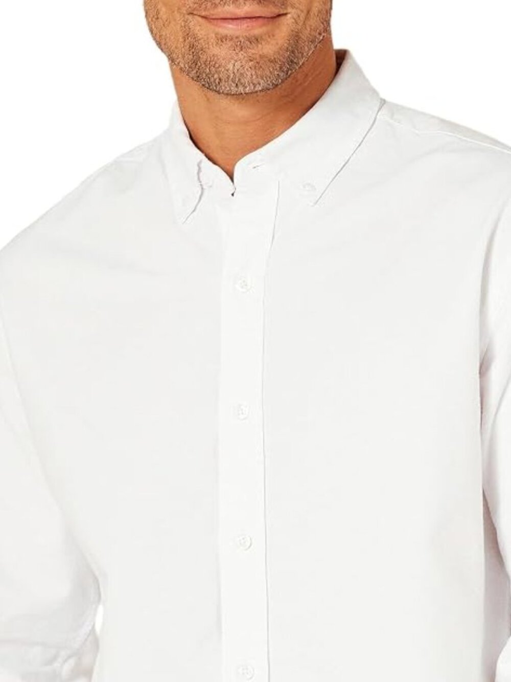 TWO (2) NEW Amazon Essentials Men’s Regular Long-Sleeve Oxford Shirts - WHITE